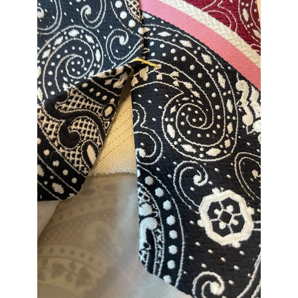 Neck Tie Qiana‎ Nylon- pink, white, navy, red From May Co. Very Unique Pattern!